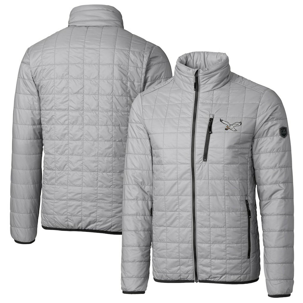 Philadelphia Eagles Cutter & Buck Rainier PrimaLoft Eco Insulated Full-Zip Puffer Jacket - Silver - NFL