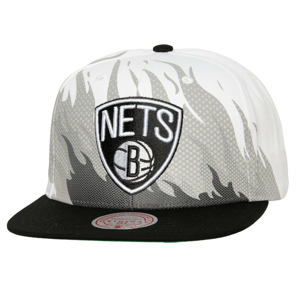Mitchell & Ness Brooklyn Nets Hot Fire Snapback Hat White