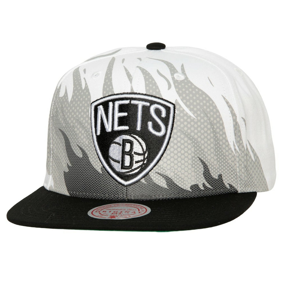 Mitchell & Ness Brooklyn Nets Hot Fire Snapback Hat White