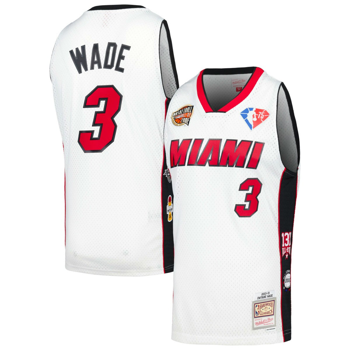 Mitchell & Ness Dwyane Wade Miami Heat Unisex Hall of Fame Class of 2023 Throwback Swingman Jersey White