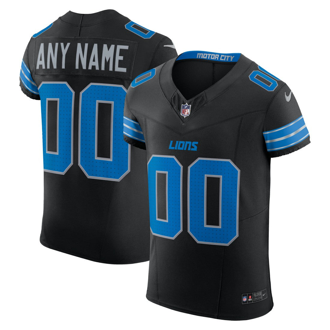 Detroit Lions Alternate Vapor F.U.S.E. Elite Custom Jersey - Black - Nike