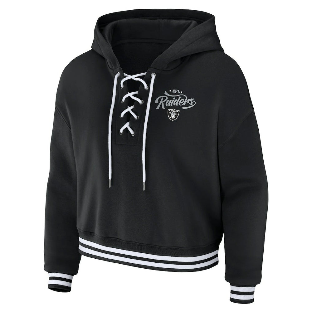 Las Vegas Raiders WEAR by Erin Andrews Women's Lace-Up Pullover Hoodie - Black - NFL