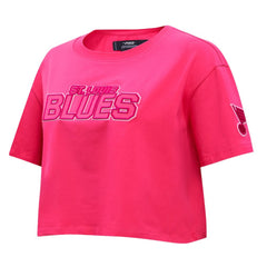 St. Louis Blues Pro Standard Women's Triple Pink Cropped Boxy T-Shirt | NHL Clearance
