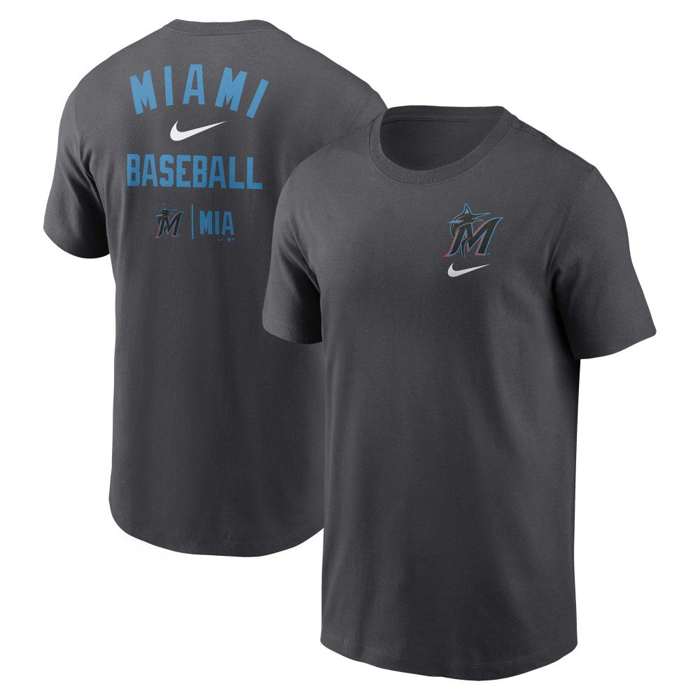 Miami Marlins Nike Logo Sketch Bar T-Shirt Outlet