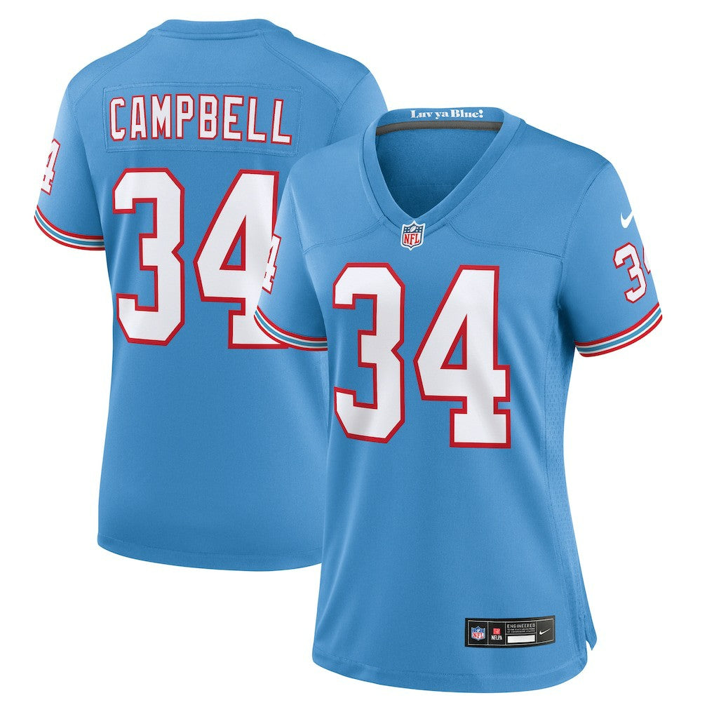 Earl Campbell Tennessee Titans Women's Oilers Throwback Retired Player Game Jersey - Light Blue - Nike
