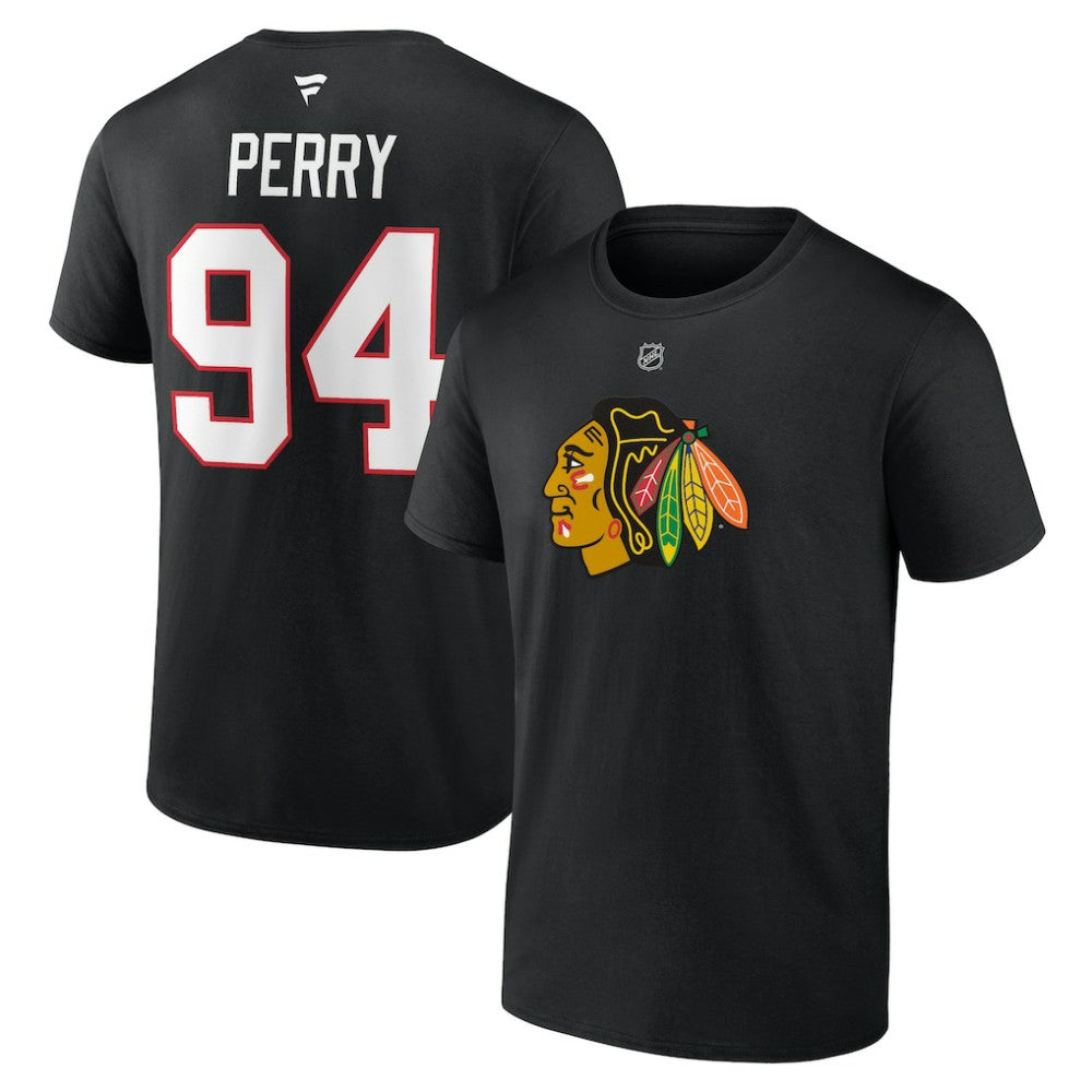 Corey Perry Chicago Blackhawks Fanatics Authentic Stack Name & Number T-Shirt - Black | Fanatics online