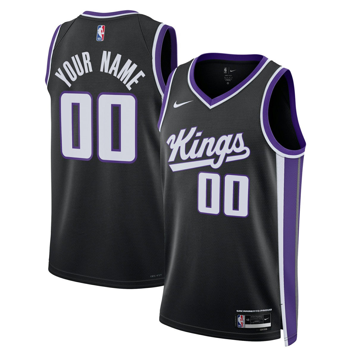Nike Sacramento Kings Unisex Swingman Custom Jersey Icon Edition Black