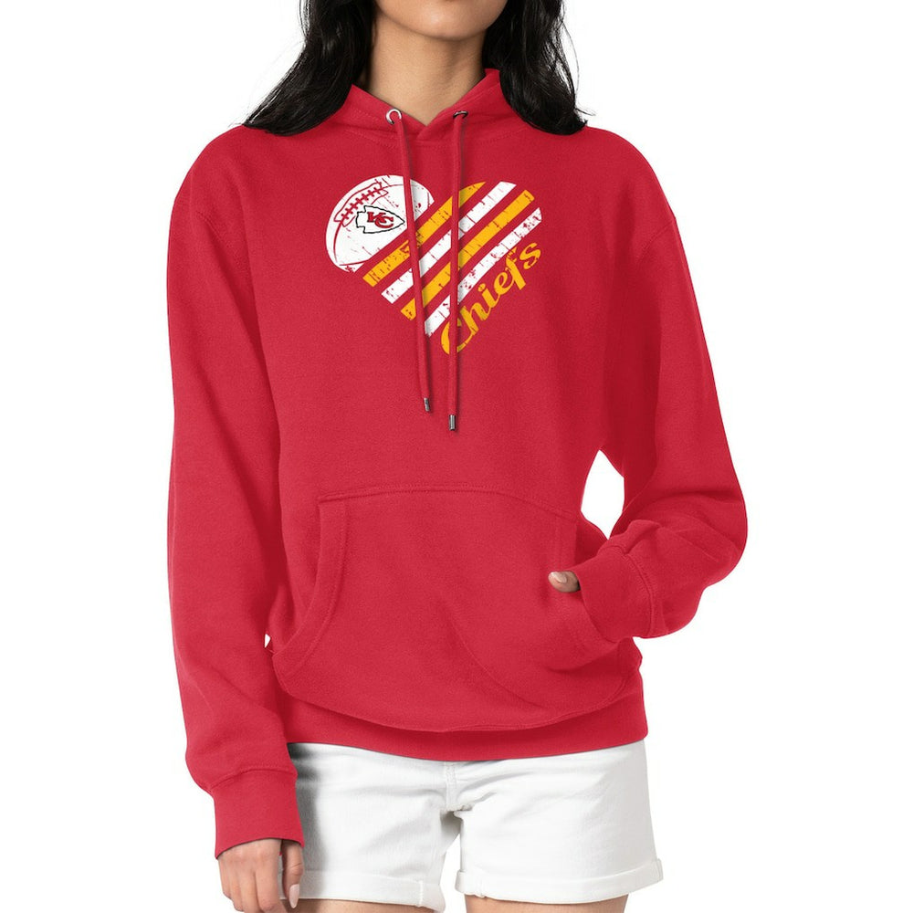 Kansas City Chiefs G-III 4Her by Carl Banks Women's Heart Graphic Fleece Pullover Hoodie - Red - NFL