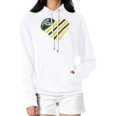Green Bay Packers G-III 4Her by Carl Banks Women's Heart Graphic Fleece Pullover Hoodie - White - NFL