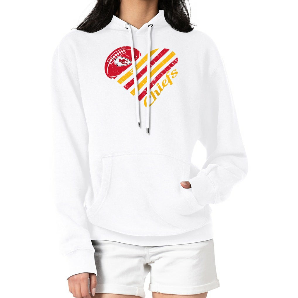 Kansas City Chiefs G-III 4Her by Carl Banks Women's Heart Graphic Fleece Pullover Hoodie - White - NFL
