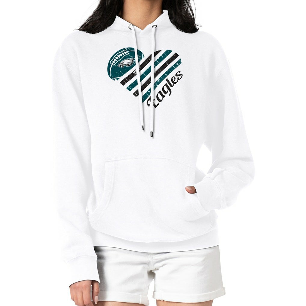 Philadelphia Eagles G-III 4Her by Carl Banks Women's Heart Graphic Fleece Pullover Hoodie - White - NFL