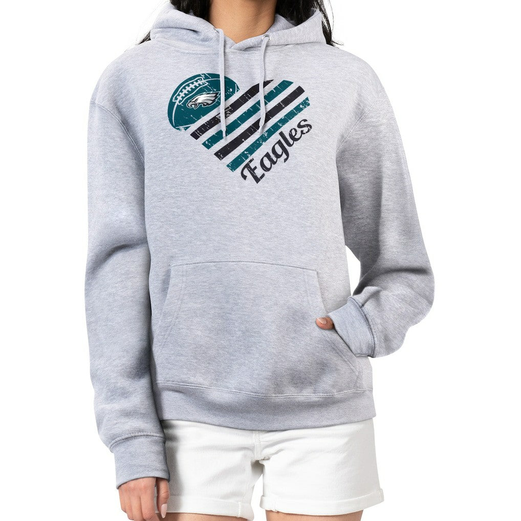 Philadelphia Eagles G-III 4Her by Carl Banks Women's Heart Graphic Fleece Pullover Hoodie - Heather Gray - NFL