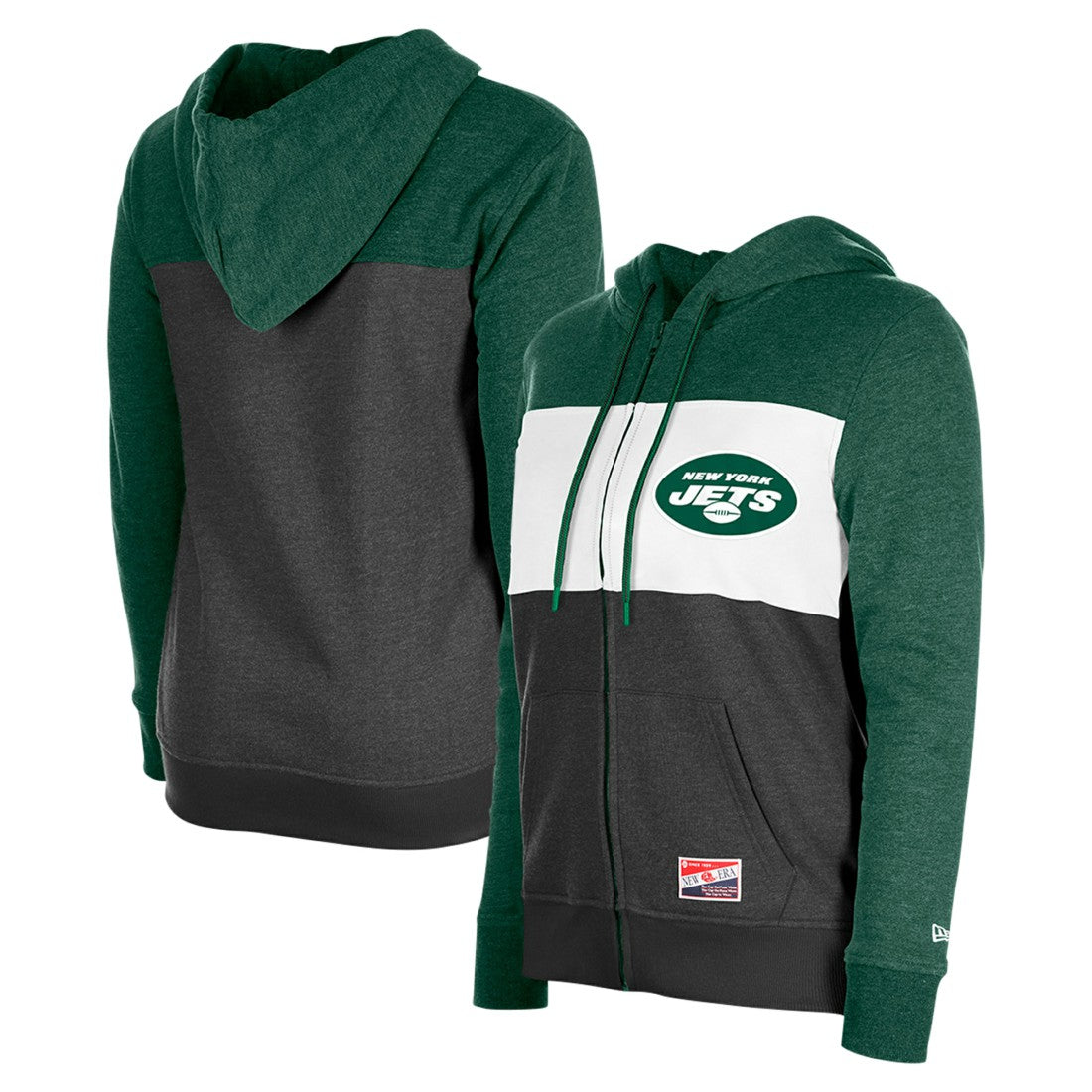 New York Jets New Era Women's Color-Block Full-Zip Hoodie - Green - NFL
