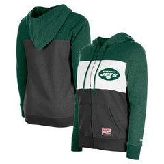 New York Jets New Era Women's Color-Block Full-Zip Hoodie - Green - NFL