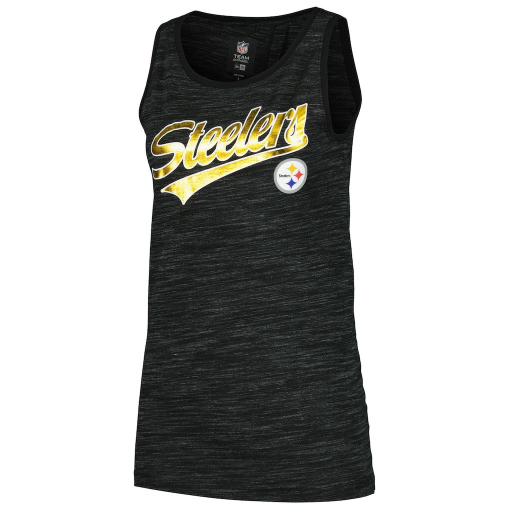 Pittsburgh Steelers New Era Women's Space Dye Active Tank Top - Black - NFL