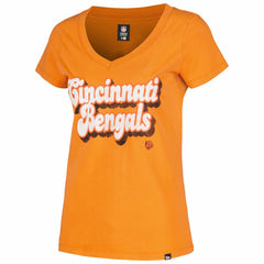 Cincinnati Bengals New Era Women's Enzyme Wash Low V-Neck T-Shirt - Orange - NFL