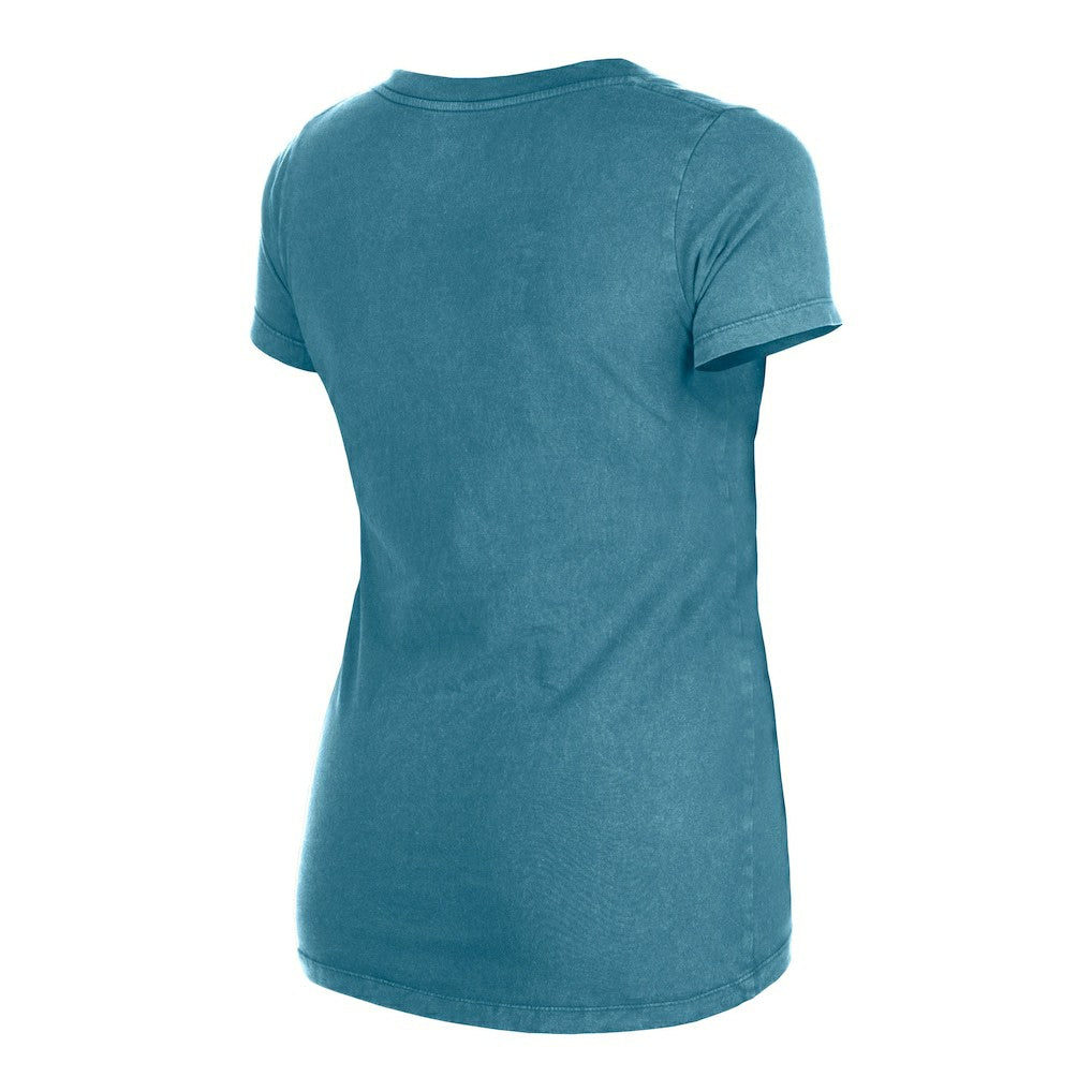 Miami Dolphins New Era Women's Enzyme Wash Low V-Neck T-Shirt - Aqua - NFL