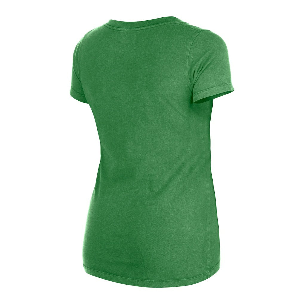 Philadelphia Eagles New Era Women's Enzyme Wash Low V-Neck T-Shirt - Green - NFL