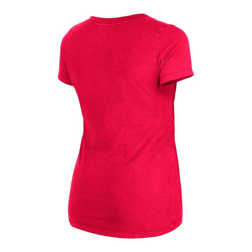 San Francisco 49ers New Era Women's Enzyme Wash Low V-Neck T-Shirt - Scarlet - NFL