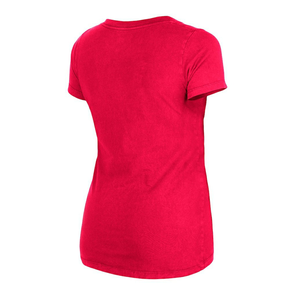 San Francisco 49ers New Era Women's Enzyme Wash Low V-Neck T-Shirt - Scarlet - NFL