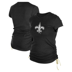 New Orleans Saints New Era Women's Ruched Side T-Shirt - Black - NFL