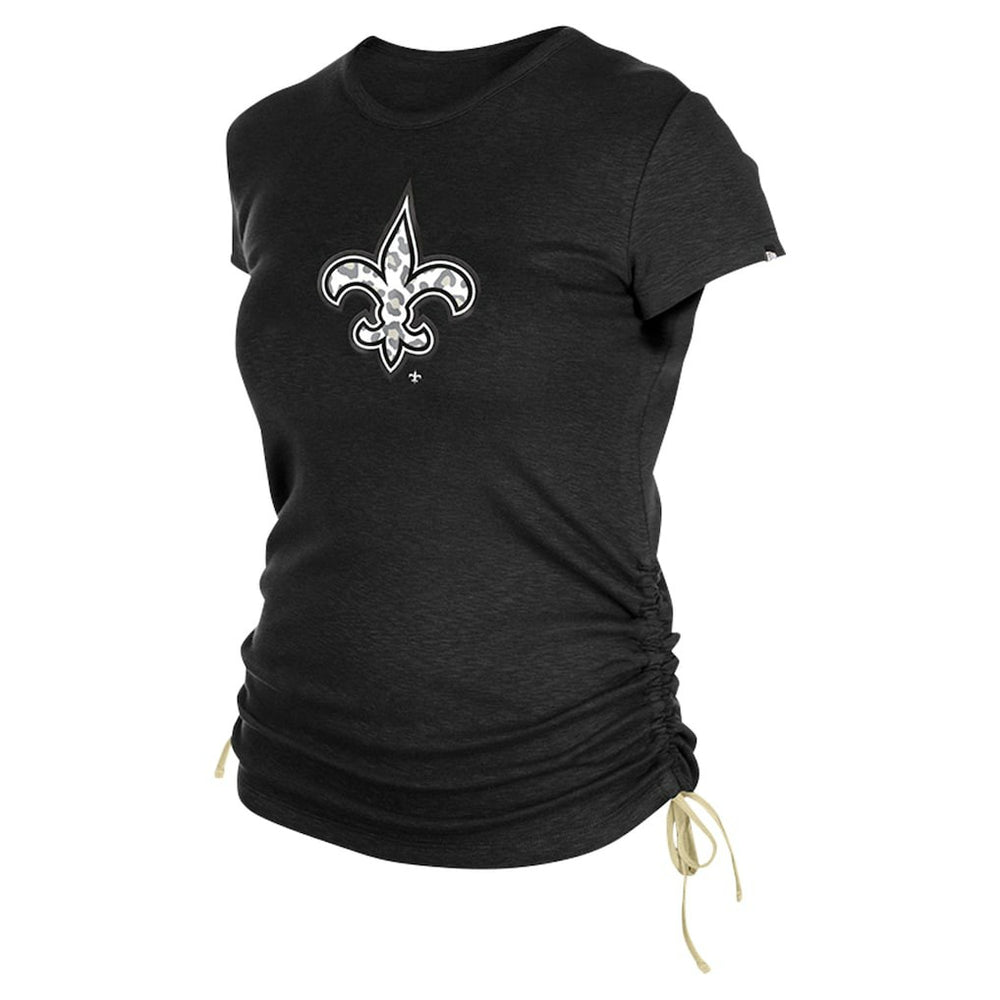 New Orleans Saints New Era Women's Ruched Side T-Shirt - Black - NFL