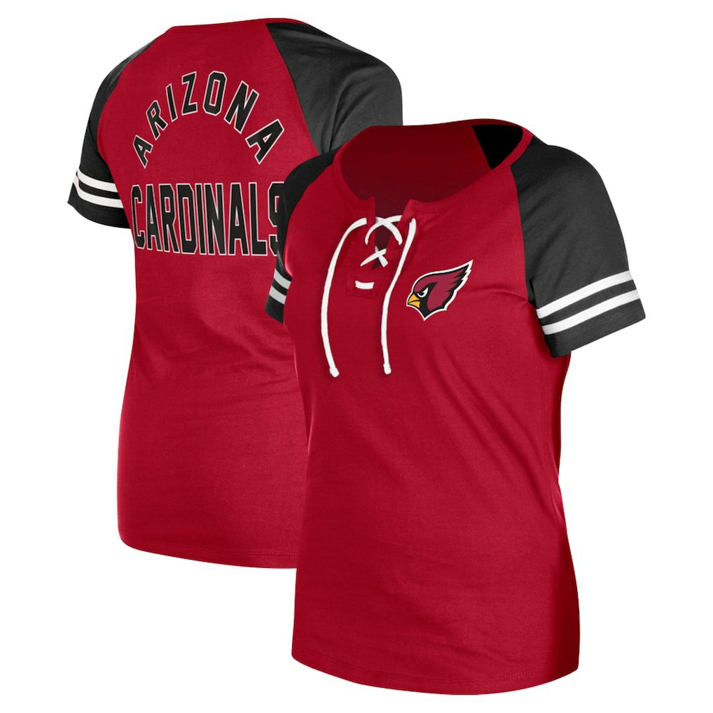Arizona Cardinals New Era Women's Lace-Up Raglan T-Shirt - Cardinal - NFL