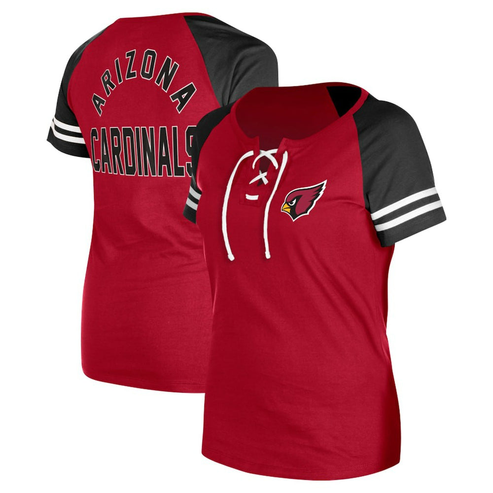 Arizona Cardinals New Era Women's Lace-Up Raglan T-Shirt - Cardinal - NFL