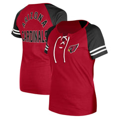 Arizona Cardinals New Era Women's Lace-Up Raglan T-Shirt - Cardinal - NFL