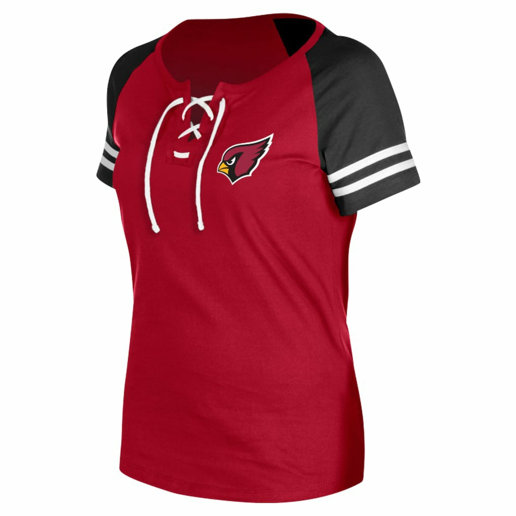 Arizona Cardinals New Era Women's Lace-Up Raglan T-Shirt - Cardinal - NFL