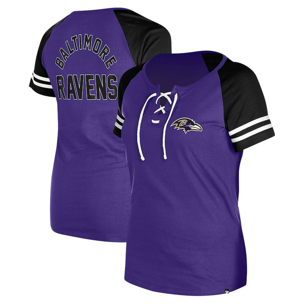 Baltimore Ravens New Era Women's Lace-Up Raglan T-Shirt - Purple - NFL