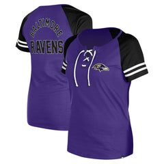 Baltimore Ravens New Era Women's Lace-Up Raglan T-Shirt - Purple - NFL