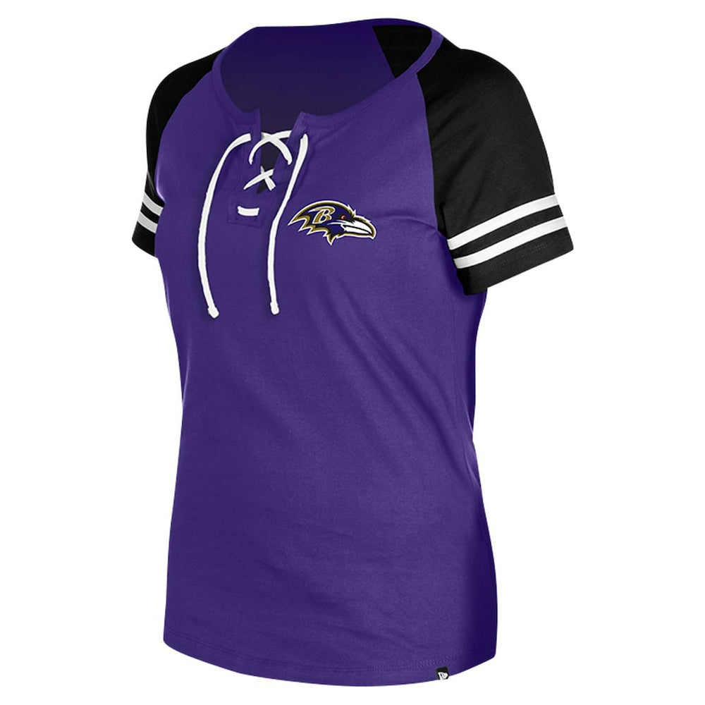 Baltimore Ravens New Era Women's Lace-Up Raglan T-Shirt - Purple - NFL