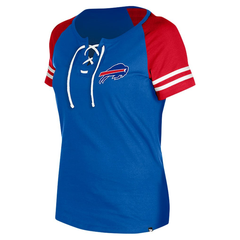 Buffalo Bills New Era Women's Lace-Up Raglan T-Shirt - Royal - NFL