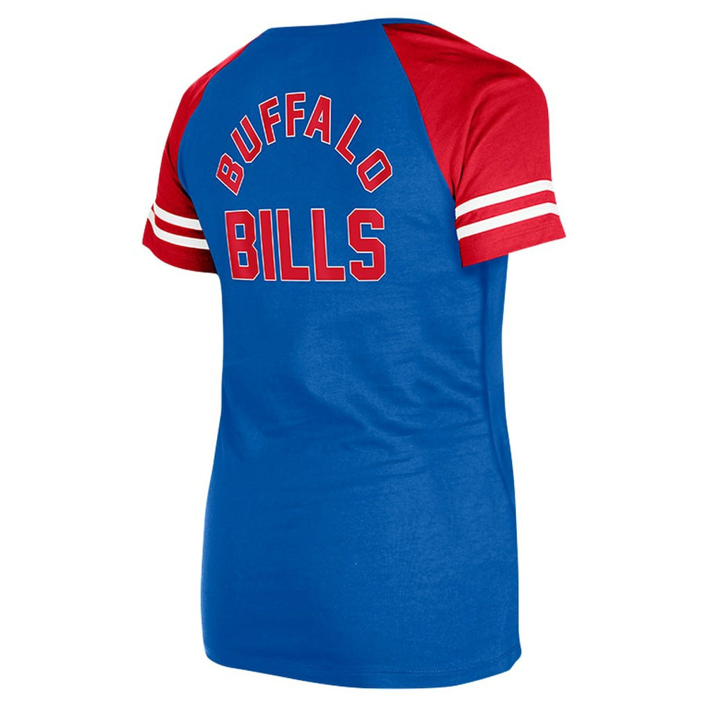 Buffalo Bills New Era Women's Throwback Lace-Up Raglan T-Shirt - Royal - NFL