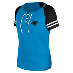 Carolina Panthers New Era Women's Lace-Up Raglan T-Shirt - Blue - NFL