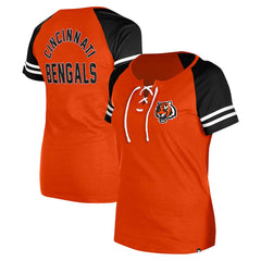 Cincinnati Bengals New Era Women's Lace-Up Raglan T-Shirt - Orange - NFL