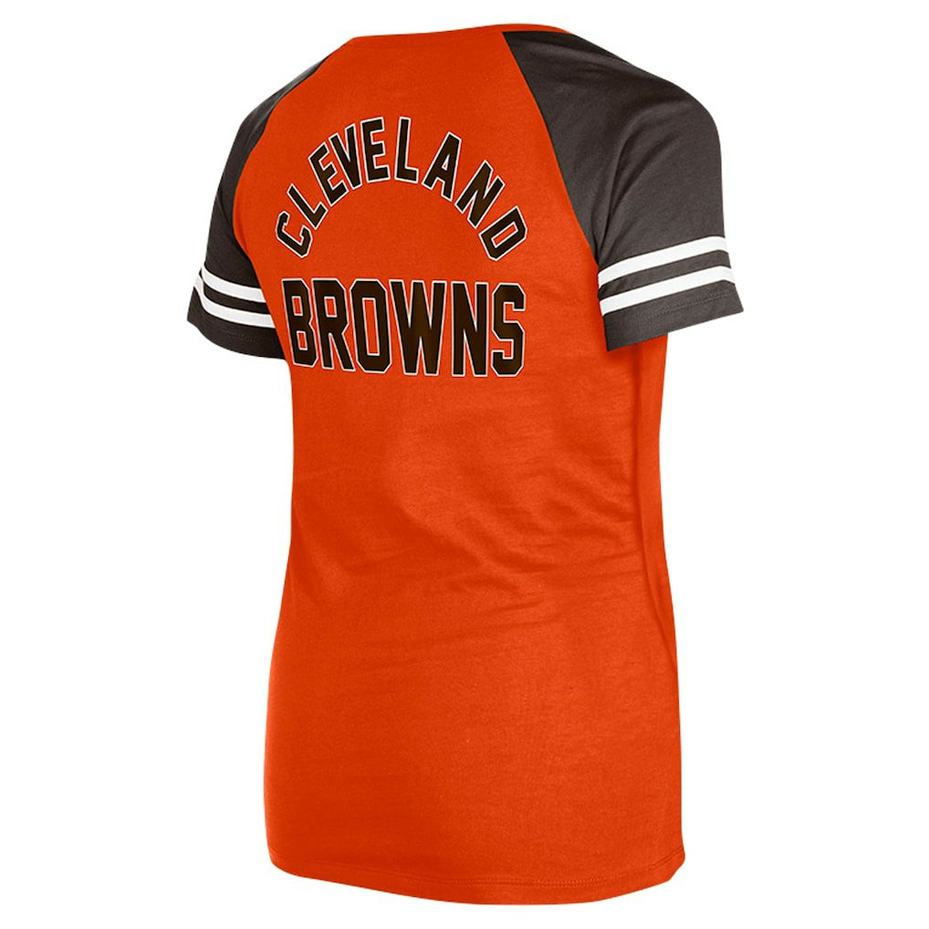 Cleveland Browns New Era Women's Throwback Lace-Up Raglan T-Shirt - Orange - NFL