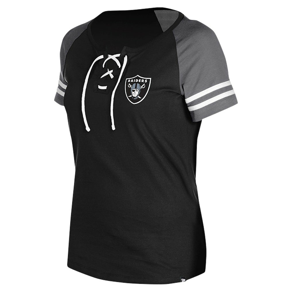 Las Vegas Raiders New Era Women's Lace-Up Raglan T-Shirt - Black - NFL