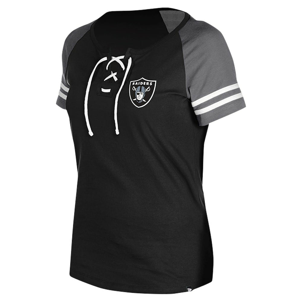 Las Vegas Raiders New Era Women's Lace-Up Raglan T-Shirt - Black - NFL