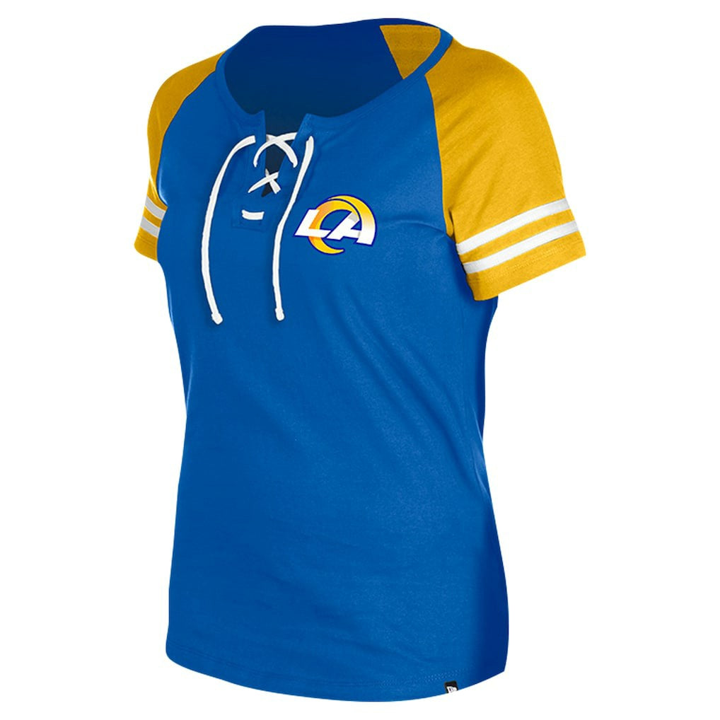 Los Angeles Rams New Era Women's Lace-Up Raglan T-Shirt - Royal - NFL