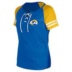 Los Angeles Rams New Era Women's Lace-Up Raglan T-Shirt - Royal - NFL