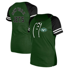 New York Jets New Era Women's Lace-Up Raglan T-Shirt - Green - NFL