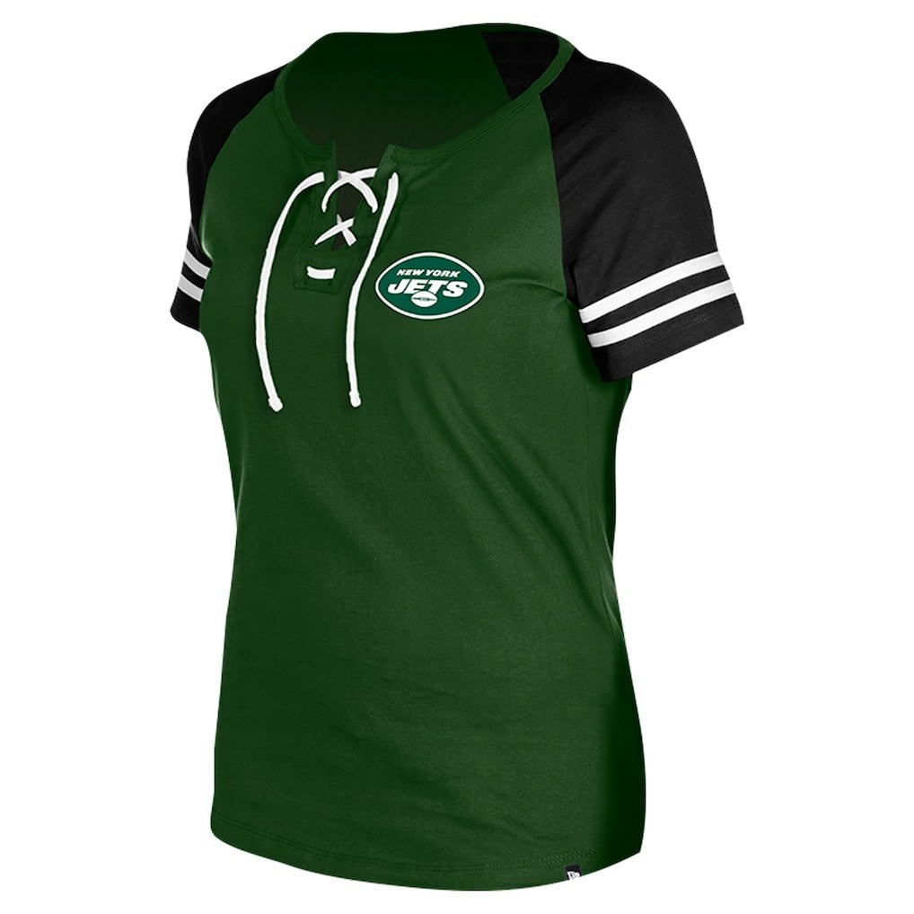 New York Jets New Era Women's Lace-Up Raglan T-Shirt - Green - NFL