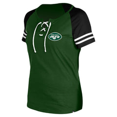 New York Jets New Era Women's Lace-Up Raglan T-Shirt - Green - NFL