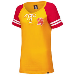 Tampa Bay Buccaneers New Era Women's Throwback Lace-Up Raglan T-Shirt - Orange - NFL