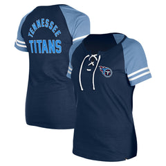 Tennessee Titans New Era Women's Lace-Up Raglan T-Shirt - Navy - NFL