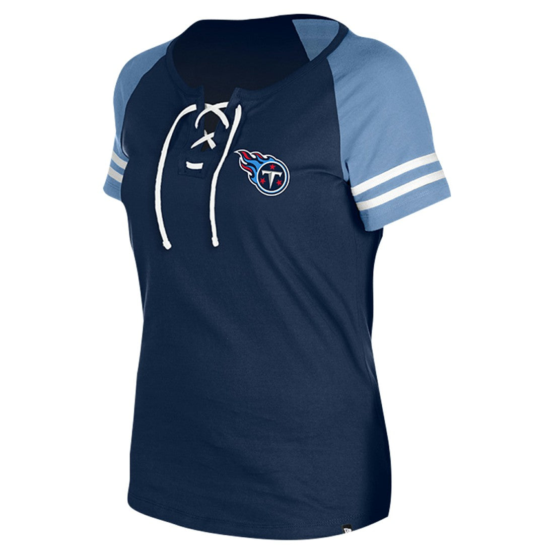 Tennessee Titans New Era Women's Lace-Up Raglan T-Shirt - Navy - NFL