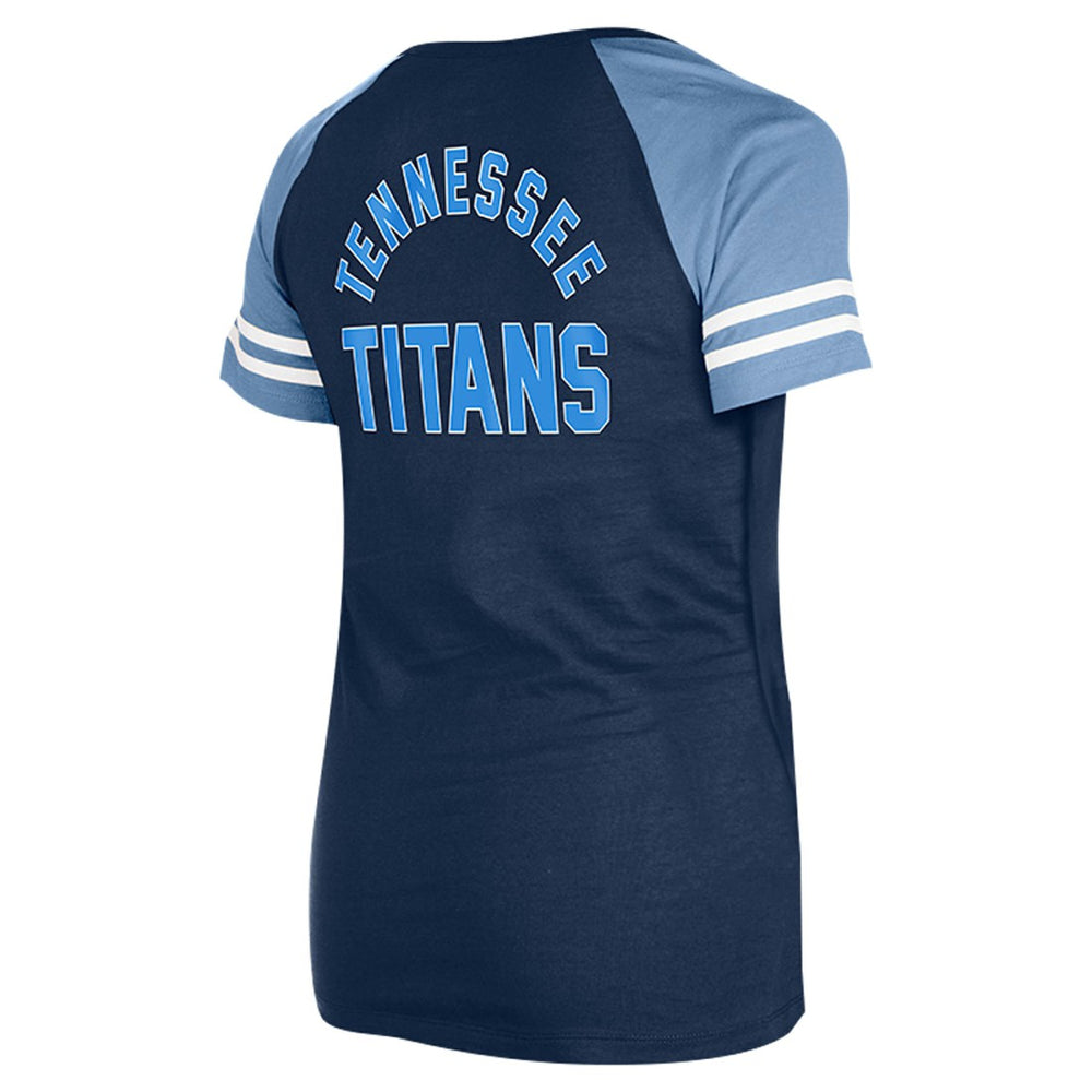 Tennessee Titans New Era Women's Lace-Up Raglan T-Shirt - Navy - NFL