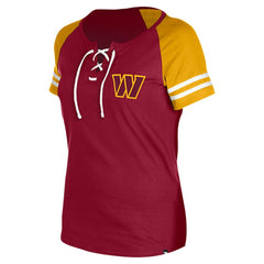 Washington Commanders New Era Women's Lace-Up Raglan T-Shirt - Burgundy - NFL